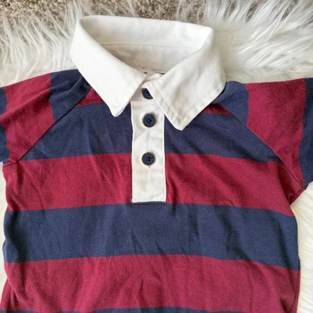 Mudpie Striped Collared Outfit Baby Boys 6-9 Months
